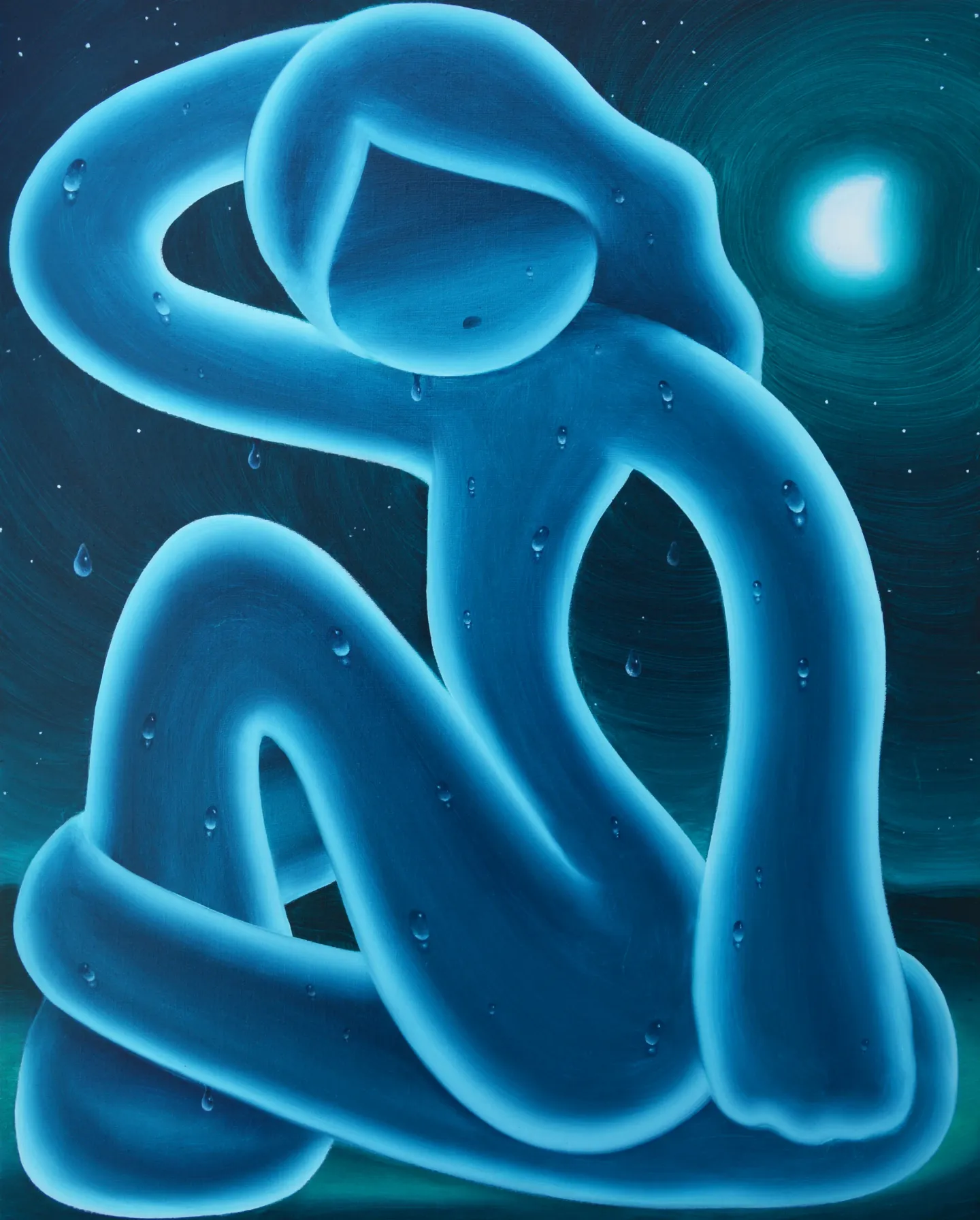 Blue nude II — Oil on linen, 81 × 65 cm, 2025